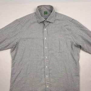 Sid Mashburn Mens Large Graph Check Button Down Shirt White Navy Purple Cotton